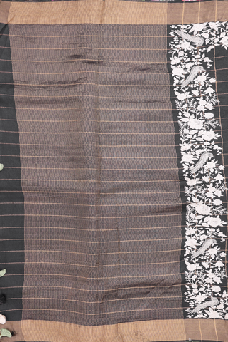 Tussar Silk Saree In Black With Zari Checked Design