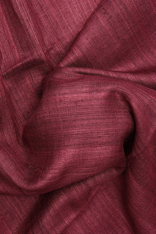 Contrast Border Plain Plum Brown Jute Saree