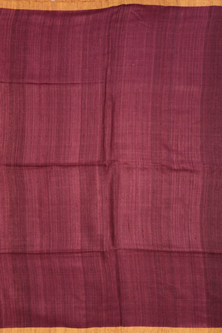 Contrast Border Plain Plum Brown Jute Saree