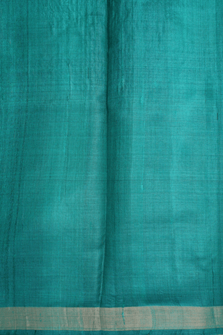 Checks With Buttis Peacock Green Tussar Silk Saree