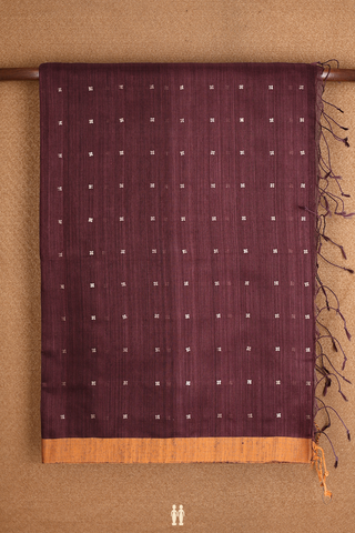 Chamki Work Buttis Plum Brown Jute Saree