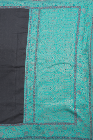 Pashmina Wool Silk Saree In Dark Grey With Contrast Border