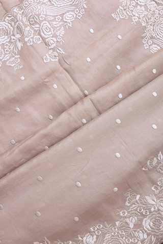 Tussar Silk Saree In Cream Color With Threadwork Buttis