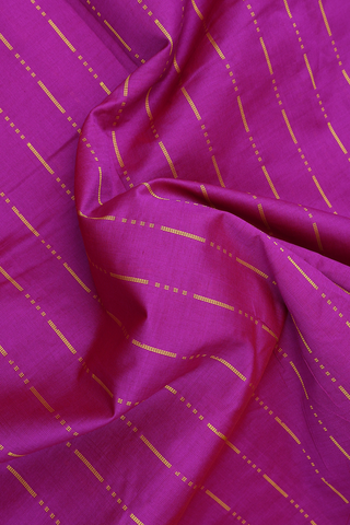 Poly Cotton Saree In Purple Rose With Stripes Design