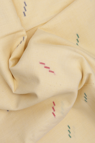 Threadwork Buttis Pale Yellow Bengal Cotton Saree