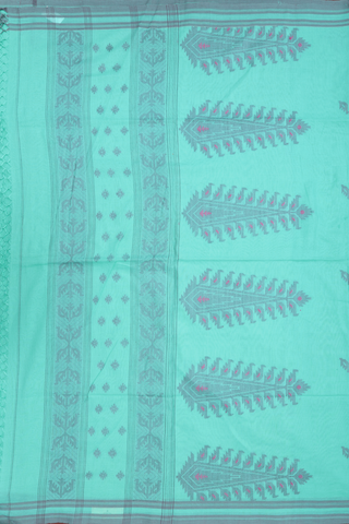 Allover Threadwork Buttas Sea Green Bengal Cotton Saree