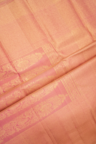 Kanchipuram Silk Saree In Pink With Zari Buttas