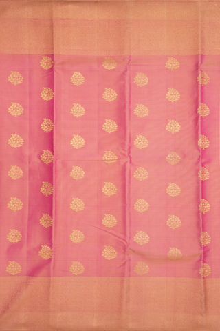 Kanchipuram Silk Saree In Pink With Zari Buttas