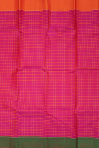 Kanchipuram Silk Saree In Magenta With Checked Design