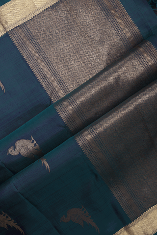 Parrot Zari Motifs Dual Tone Kanchipuram Silk Saree