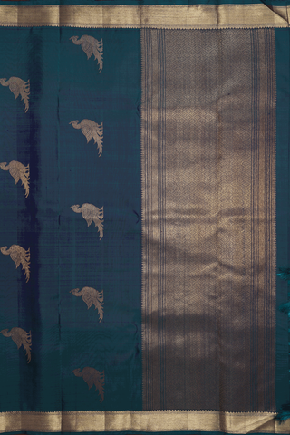 Parrot Zari Motifs Dual Tone Kanchipuram Silk Saree