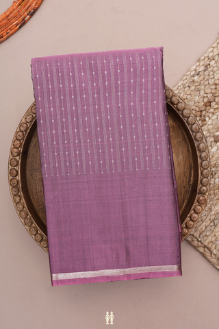 Kanchipuram Silk Saree In Dusty Purple With Zari Striped