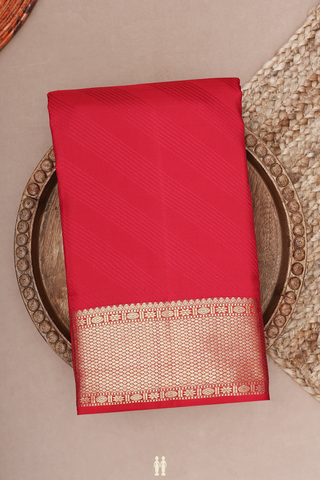 Stripes Threadwork Design Crimson Red Kanchipuram Silk Saree