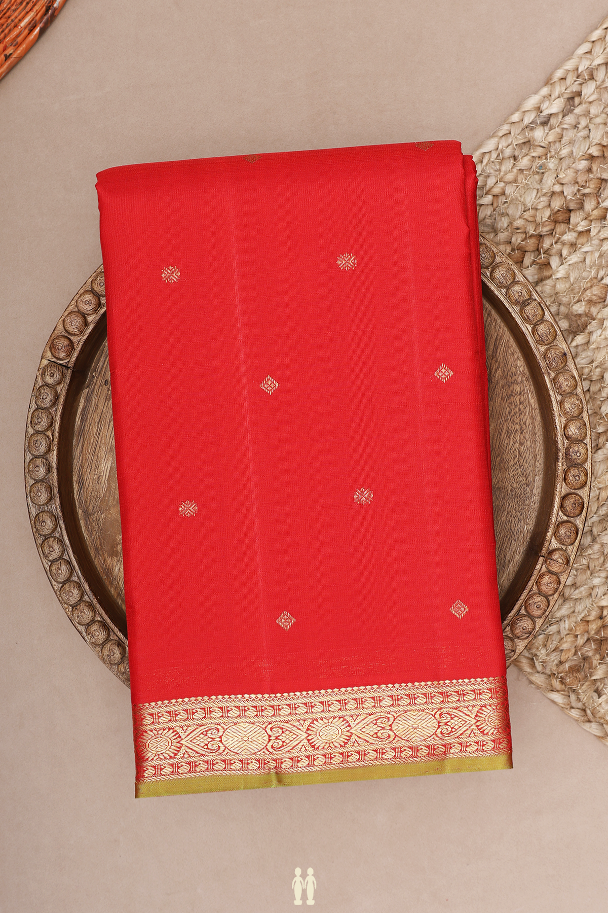 Rudraksh Zari Buttis Chilli Red Kanchipuram Silk Saree