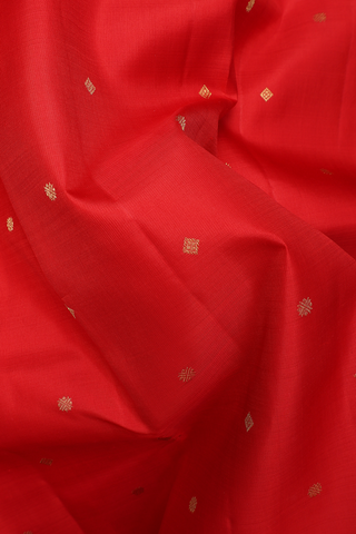 Rudraksh Zari Buttis Chilli Red Kanchipuram Silk Saree