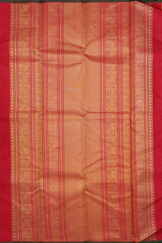 Peacock And Chakram Motifs Multicolor Kanchipuram Silk Saree