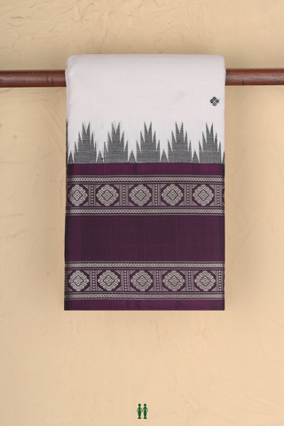 Kanchi Cotton Saree In White With Threadwork Buttas