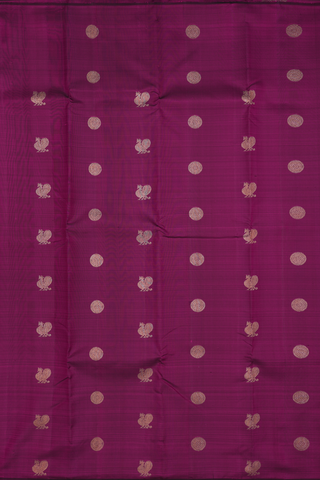 Kanchipuram Silk Saree In Berry Purple With Traditional Motifs