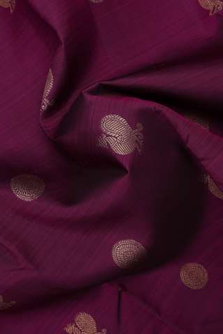 Kanchipuram Silk Saree In Berry Purple With Traditional Motifs