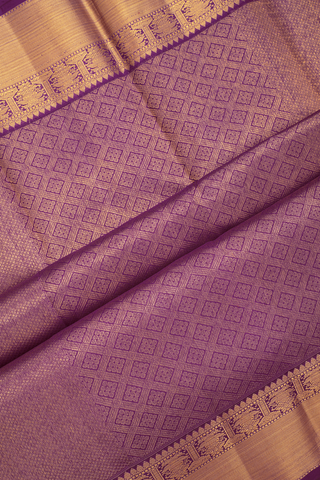 Kanchipuram Silk Saree In Grape Purple With Stripes Design