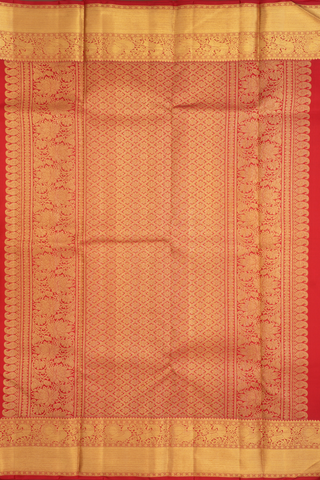 Kanchipuram Silk Saree In Ruby Red With Brocade Design