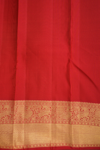 Kanchipuram Silk Saree In Ruby Red With Brocade Design