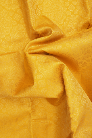 Kanchipuram Silk Saree In Mustard Yellow With Mandala Design