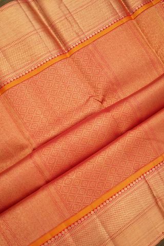 Kanchipuram Silk Saree In Mustard Yellow With Mandala Design