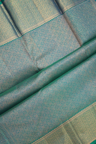 Kanchipuram Silk Saree In Teal Blue With Allover Design