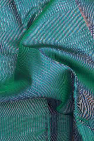 Kanchipuram Silk Saree In Teal Blue With Allover Design