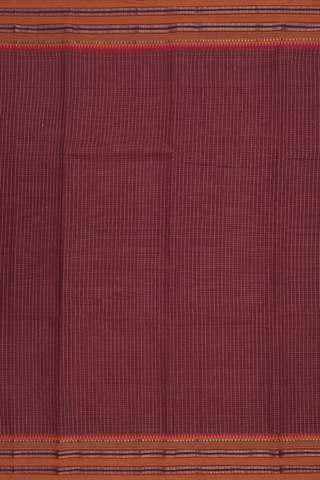 Narayanpet Cotton Saree In Maroon With Allover Checks Design