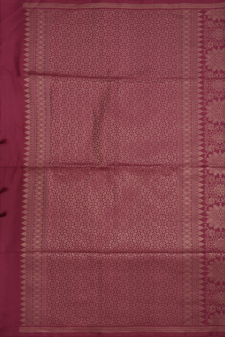 Soft Silk Saree In Mulberry Red With Brocade Zari Design