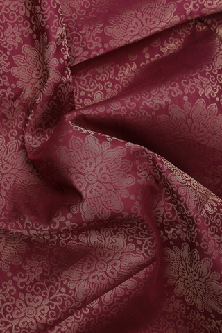 Soft Silk Saree In Mulberry Red With Brocade Zari Design