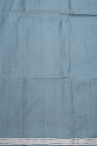 Soft Silk Saree In Aegean Blue With Chevron Design