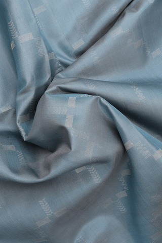 Soft Silk Saree In Aegean Blue With Chevron Design