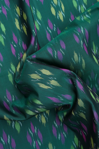 Soft Silk Saree In Dark Pine Green With Allover Ikat Design