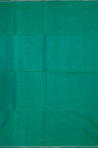 Soft Silk Saree In Plain Green With Stripes Border