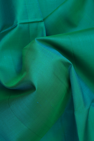 Soft Silk Saree In Plain Green With Stripes Border