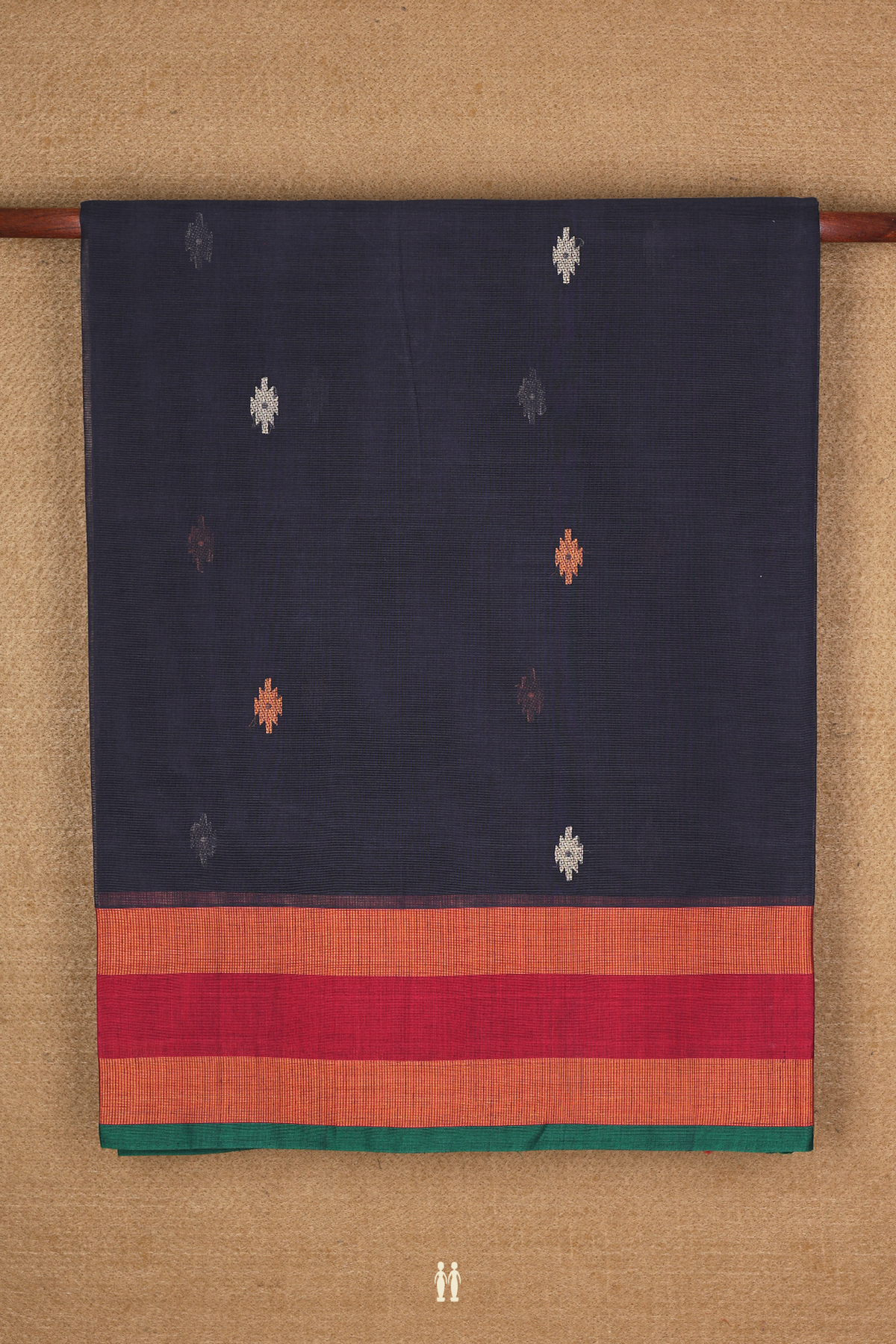 Coimbatore Cotton Saree In Midnight Blue Threadwork Buttas