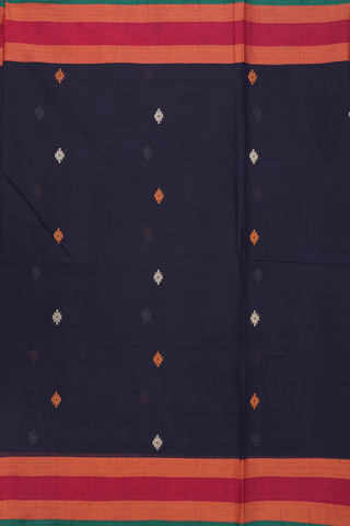 Coimbatore Cotton Saree In Midnight Blue Threadwork Buttas