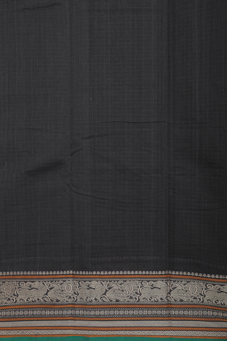 Threadwork Checks Design Dark Grey Chettinadu Cotton Saree