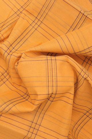 Kanchi Cotton Saree In Orange With Checks