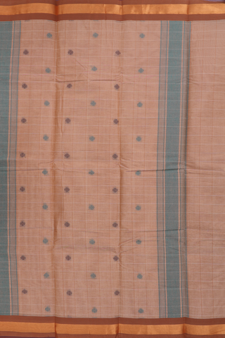 Kanchi Cotton Saree In Brown With Checks Design