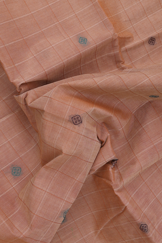 Kanchi Cotton Saree In Brown With Checks Design