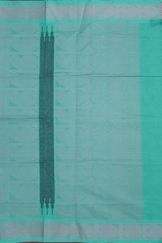 Coimbatore Cotton Saree In Sea Green With Checks Design