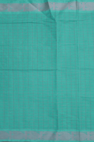 Coimbatore Cotton Saree In Sea Green With Checks Design