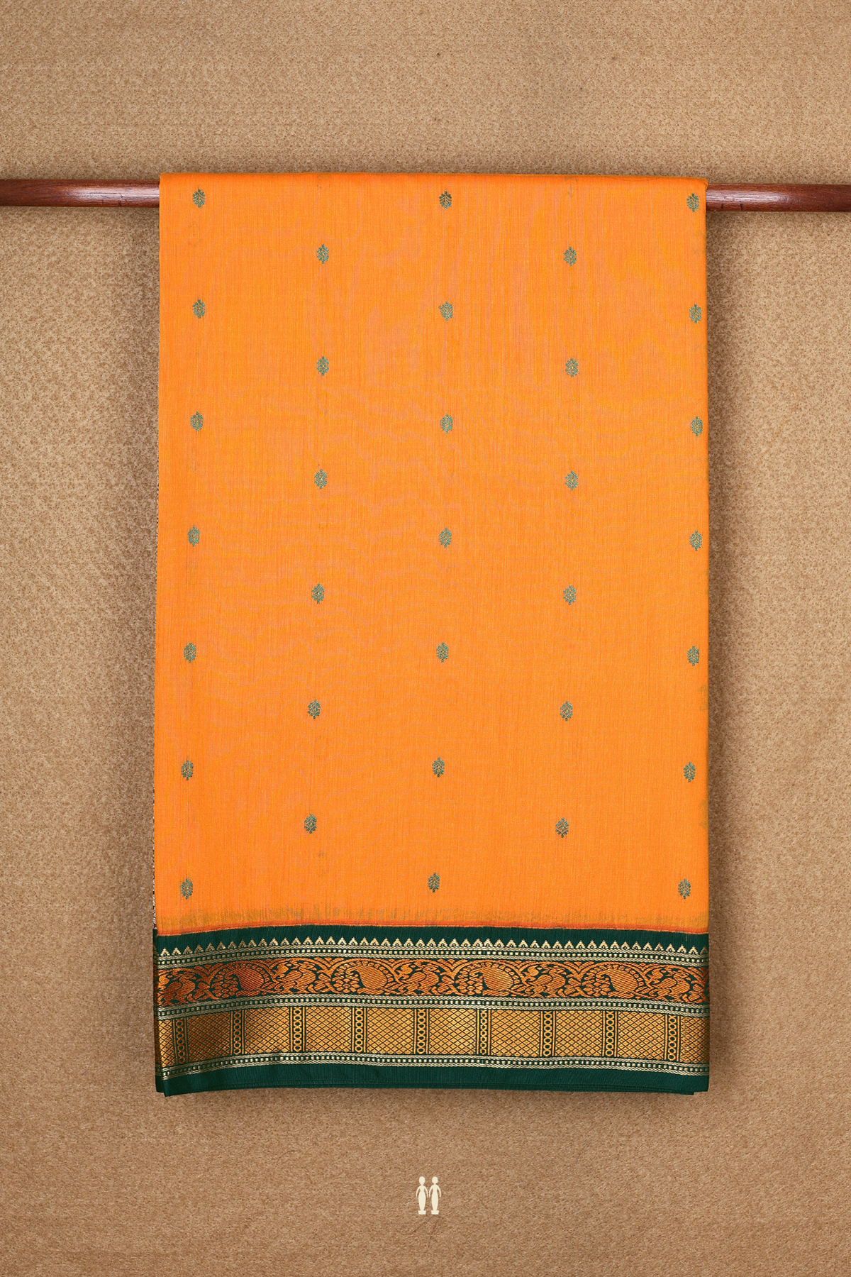 Allover Threadwork Buttis Honey Orange Kalyani Cotton Saree