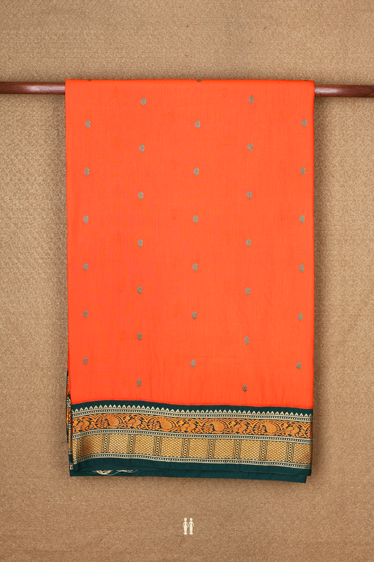 Allover Threadwork Buttis Neon Orange Kalyani Cotton Saree