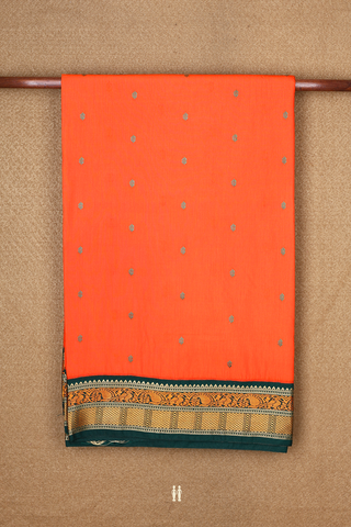 Allover Threadwork Buttis Neon Orange Kalyani Cotton Saree