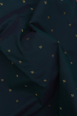 Kalyani Cotton Saree In Dark Green With Zari Buttas